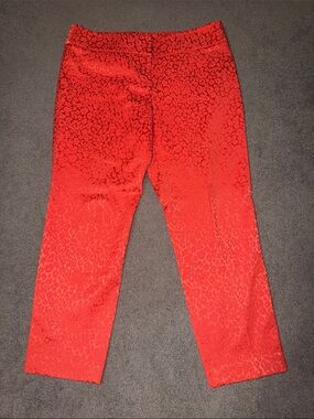 Loft Marisa Pants orange with embossed leopard print. Size 8